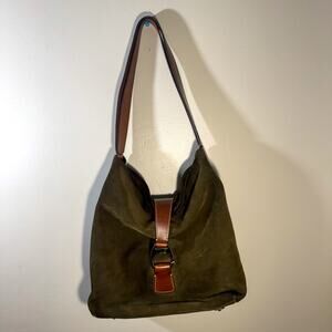 Dooney & Bourke Suede Slouchy Hobo Bag |Olive Green | Red Lining | Gold 'C' Logo